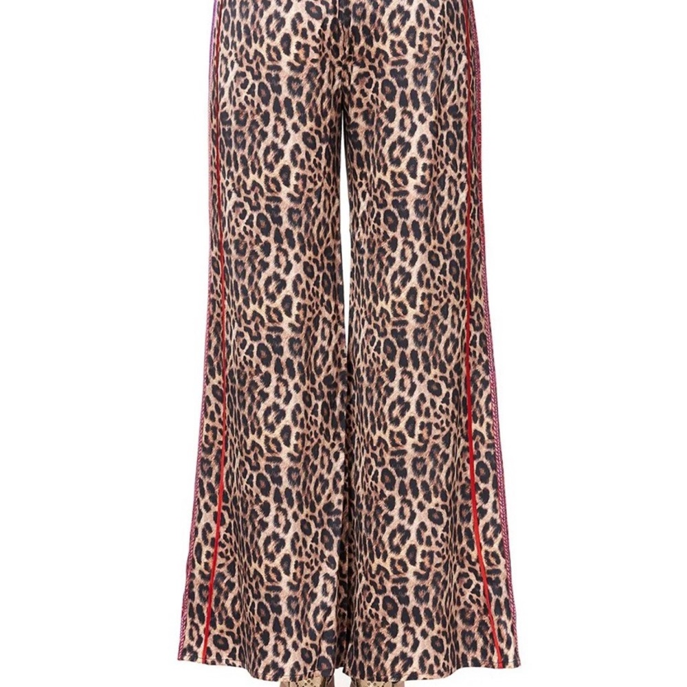 Camilla- Leopard Print Wide-Leg silk Pants